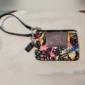 Colorful COACH POPPY Floral Wristlet